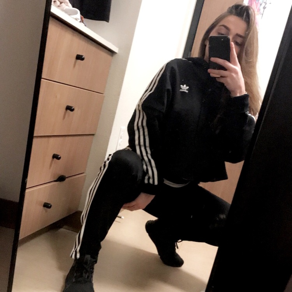 Black Adidas cropped hoodie